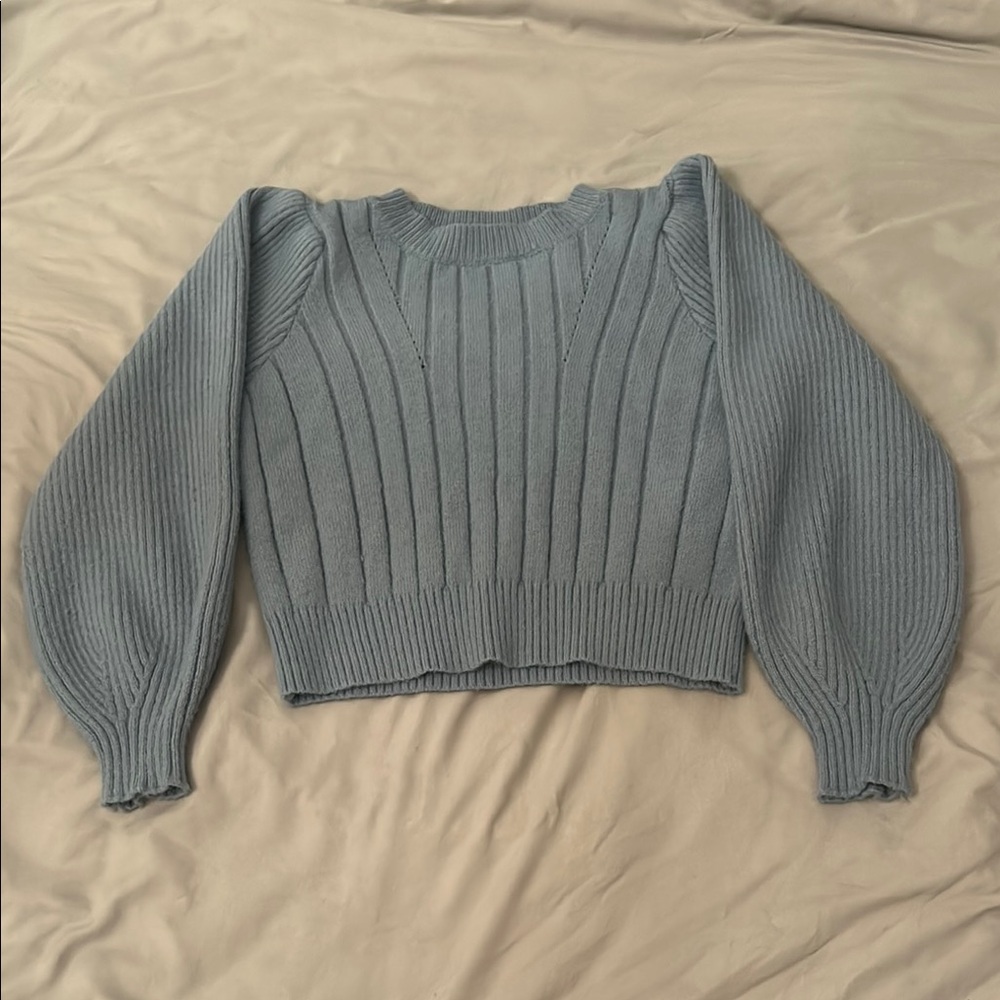 Blue Ribbed Women's Sweater